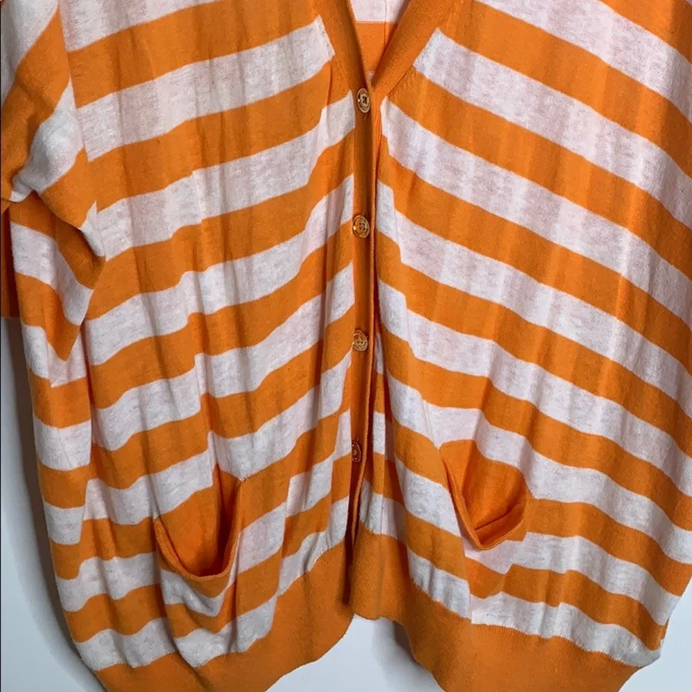 Michael‎ Kors orangewhite striped slouchy cardigan